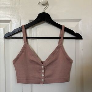 Madewell V Neck Button Front Crop Tank XS Mauve $35